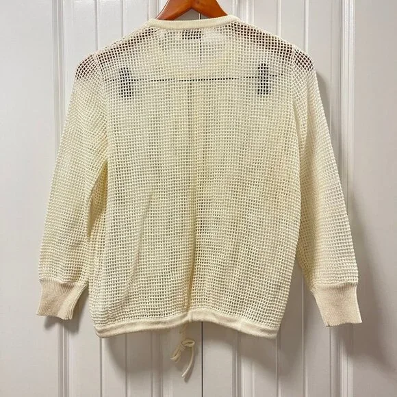 Vintage Sheer Square Crochet Cardigan Ivory – XS - Picture 6 of 11